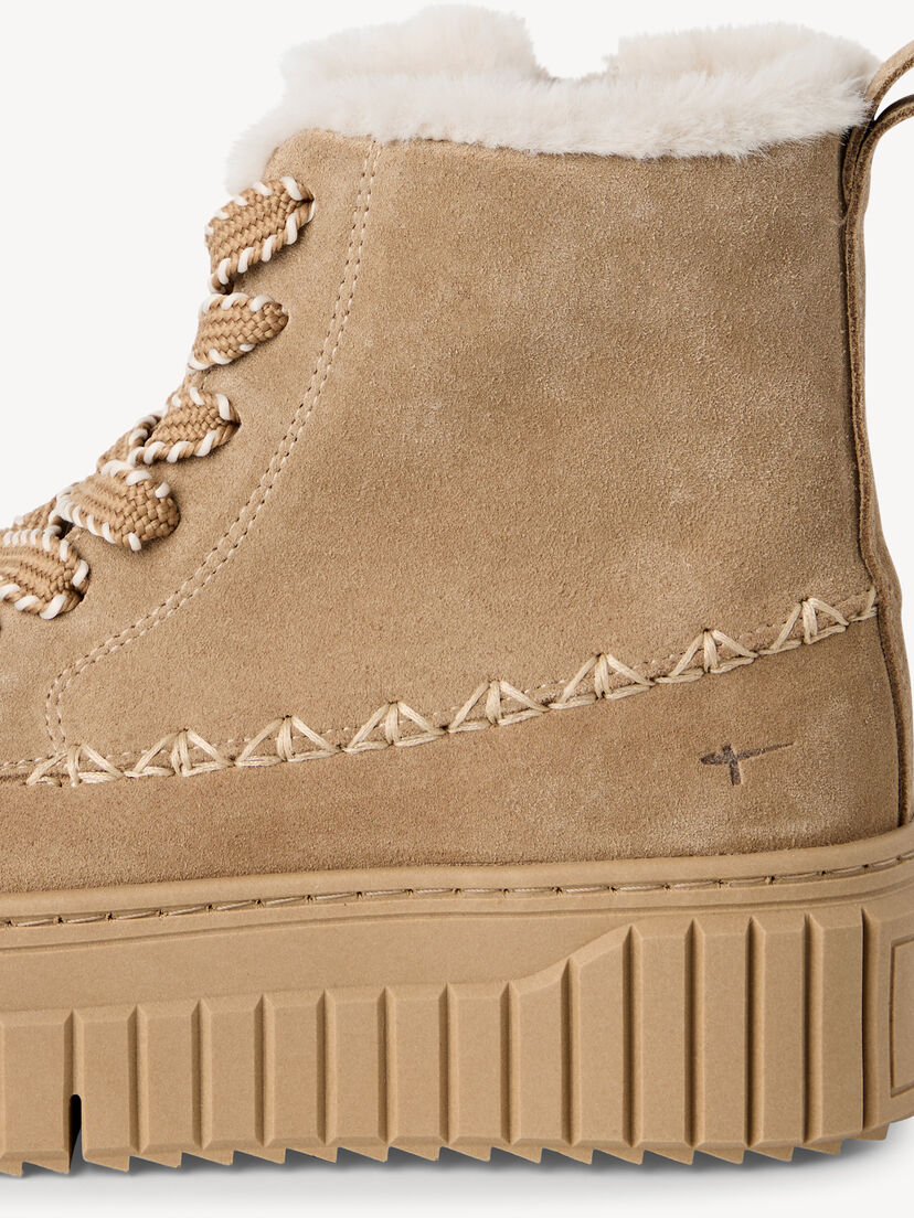 Leren Enkellaarsje - beige warme voering
