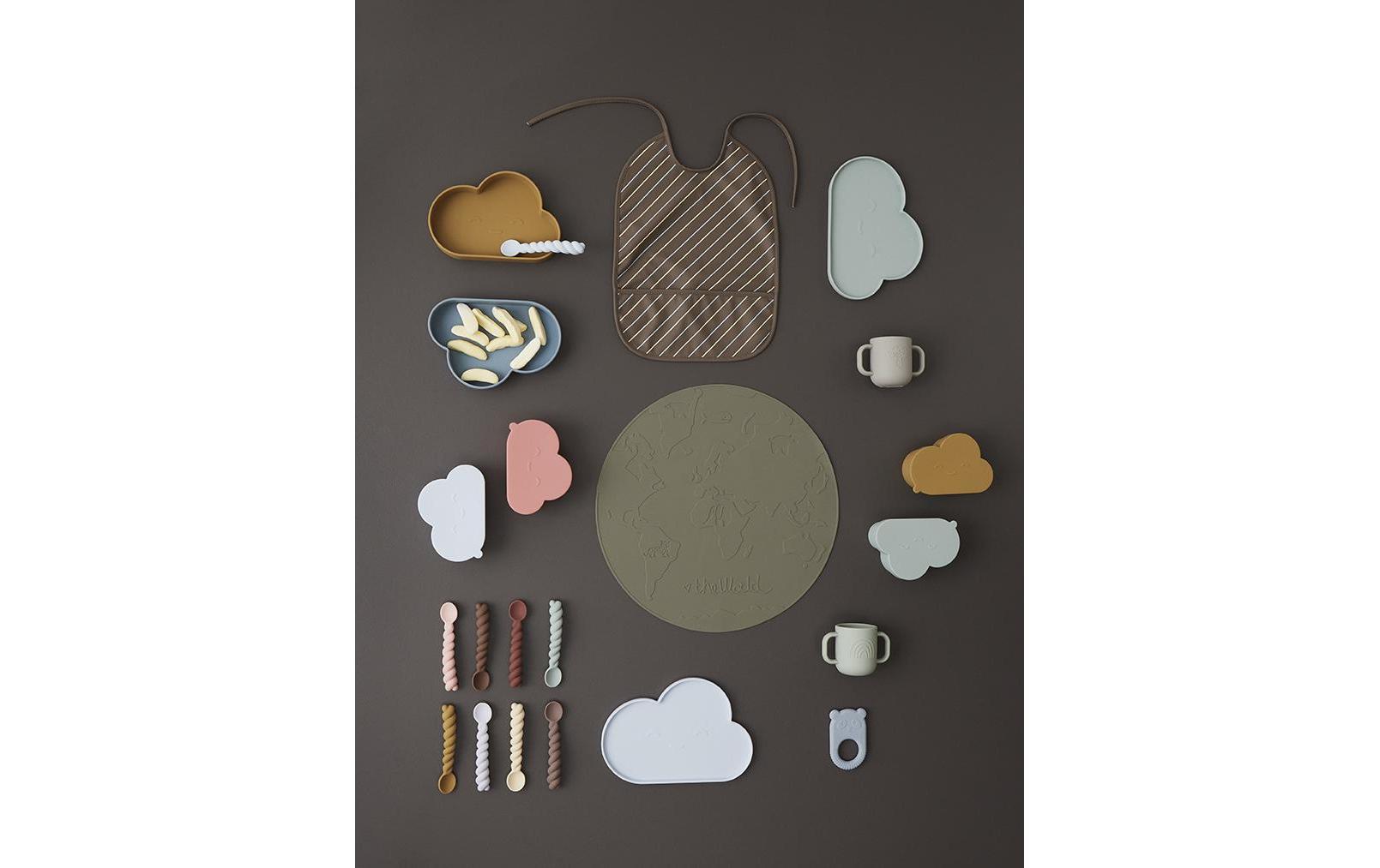 Kinderlöffel Mellow 3-teilig , Blau/Taupe/MinzeSilikonlöffel für Kinder
