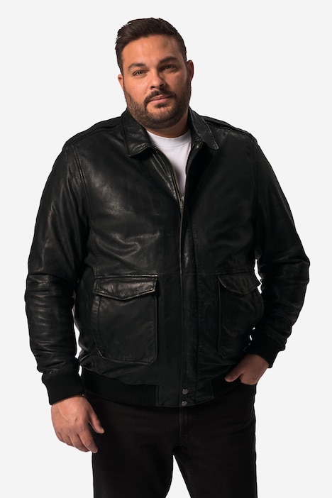 Men+ Lederjacke, Leder, Rücken-Patch, bis 8 XL