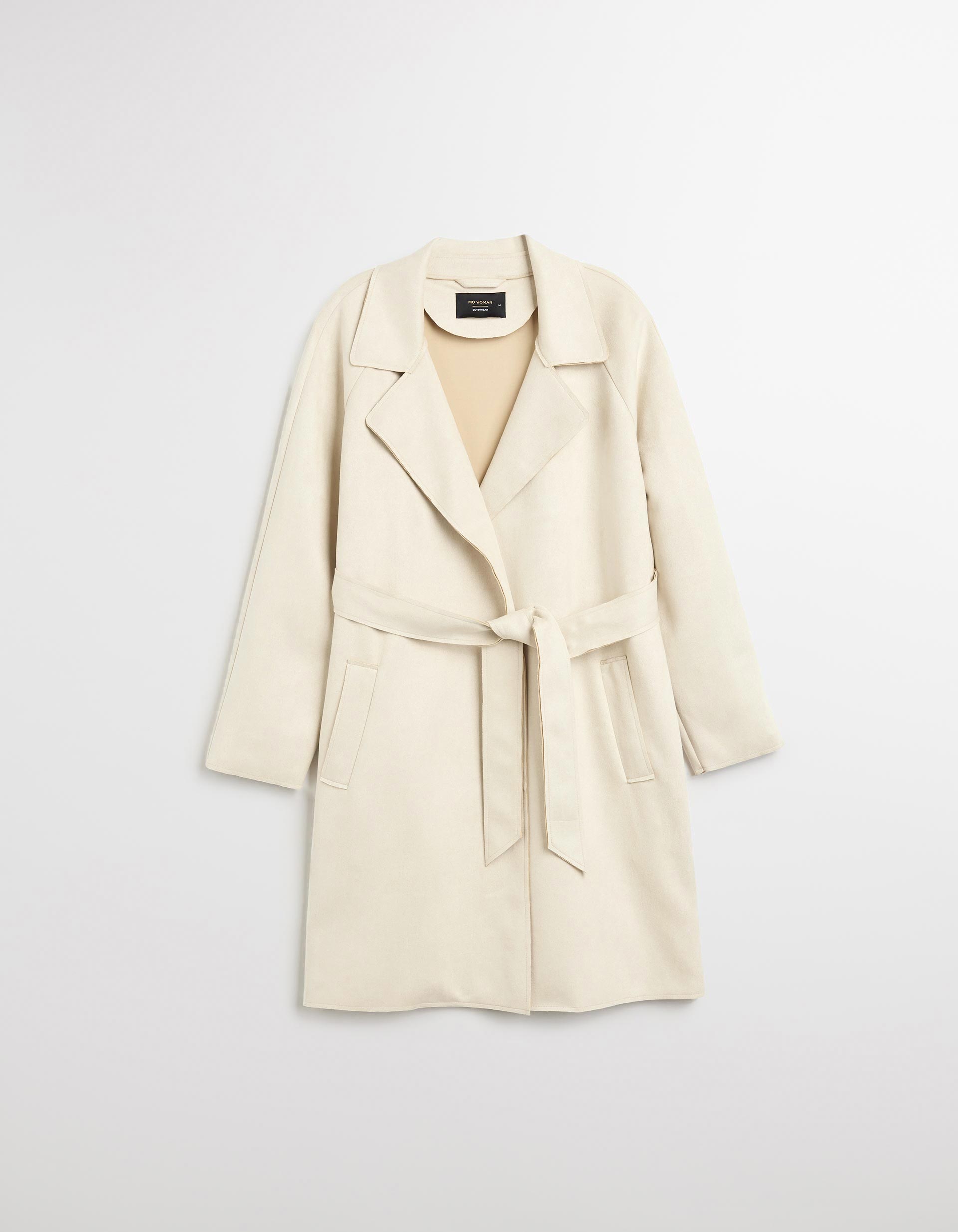 Gabardina Efeito Suede, Mulher, Bege