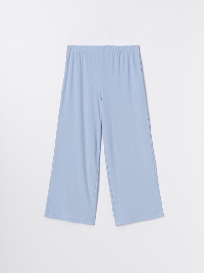 Calça de pijama canelada - Azul
