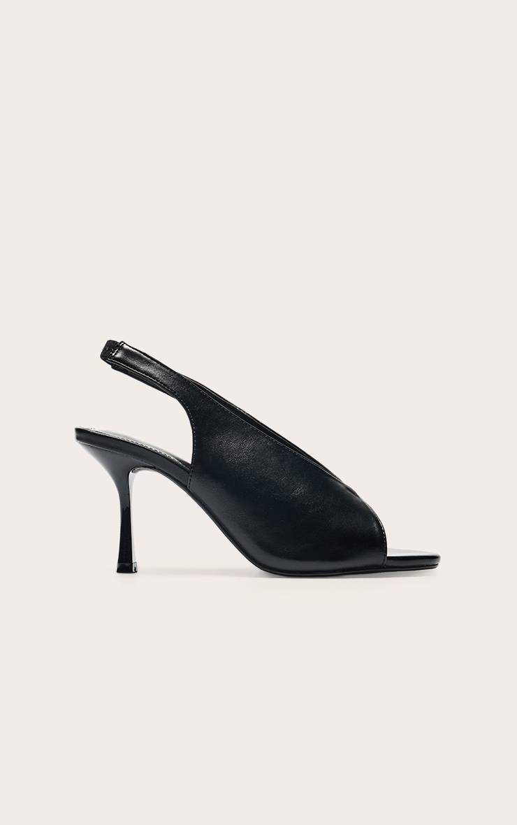 Noir Escarpins À Bride Arrière Et Bout Ouvert En Synthétiquecuir