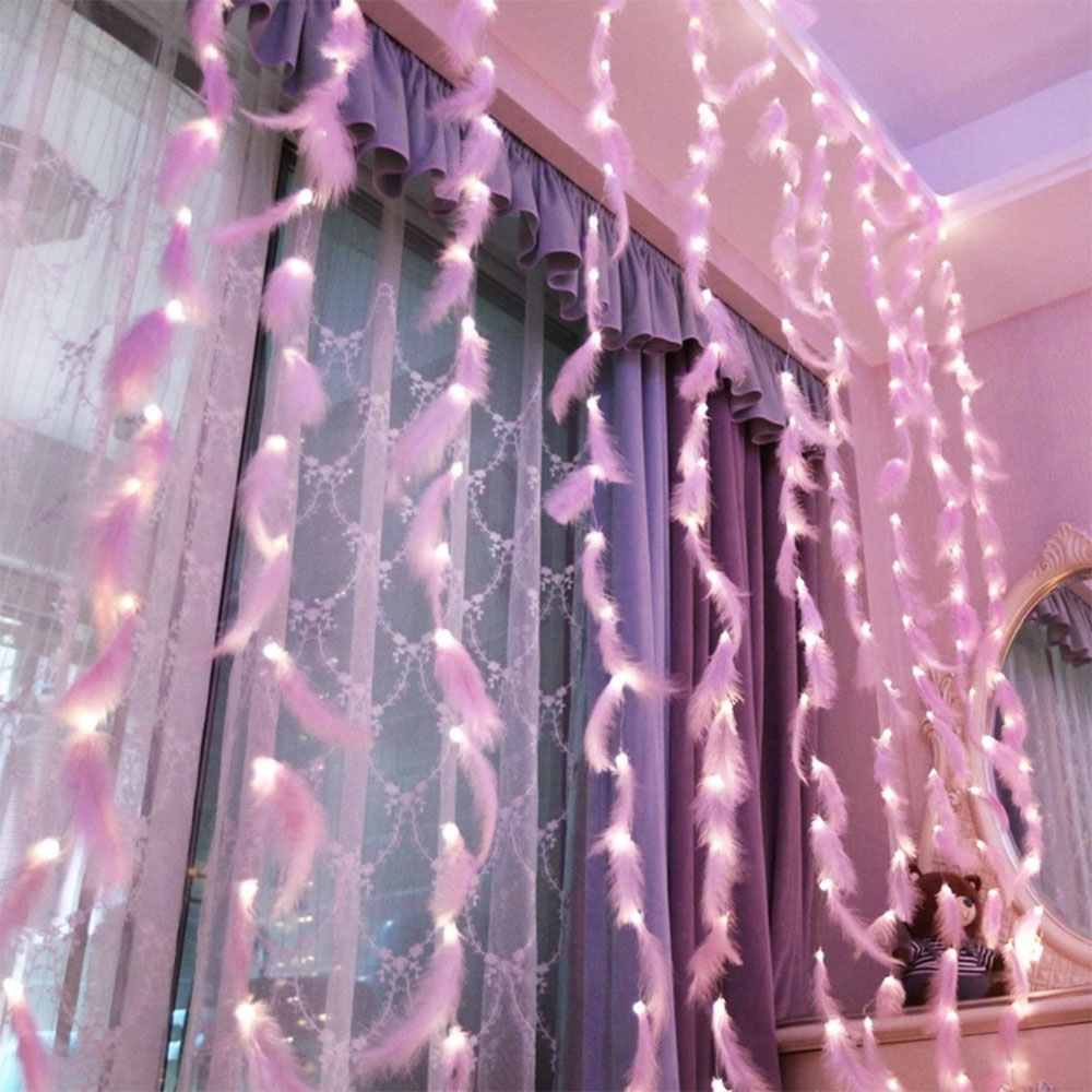 (3m) 300 LED's Deko USB Lichterkette Feder Vorhang Beleuchtung 8 Modi   Fernbedienung - Kaltweiss
