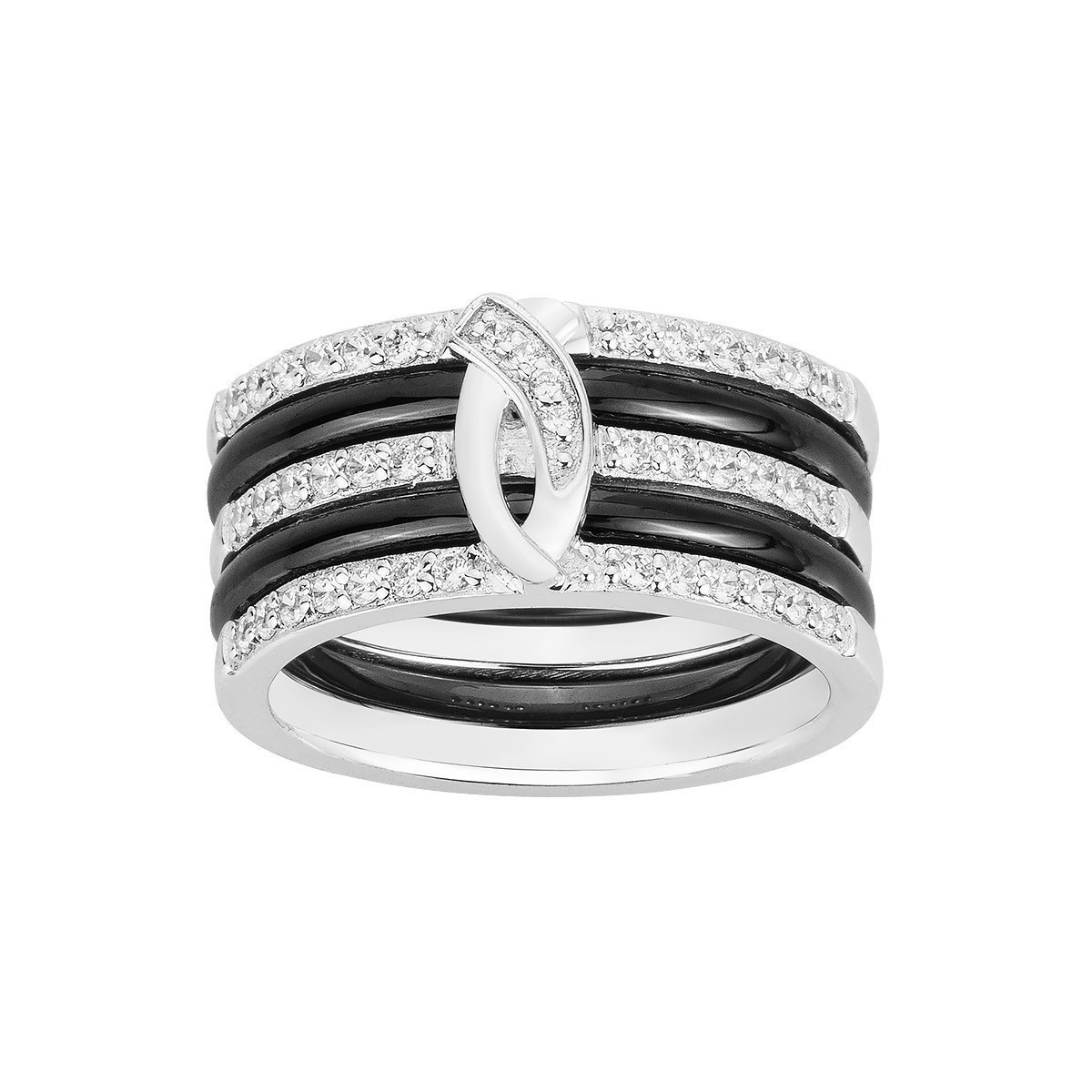 Bague en Argent 925 millièmes et céramique - blanc brillant
