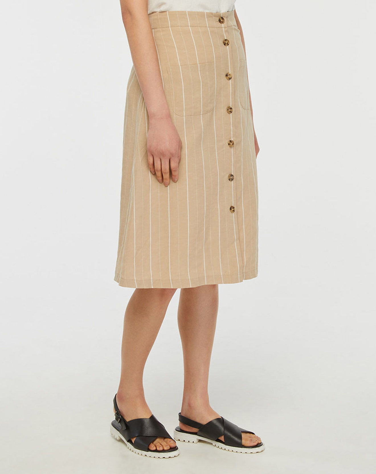 Jodhpur Jupe en Lin mélangé Bono rayé beige