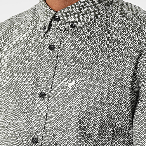 Chemise Manches Longues Calum Vert Kaki Blanc