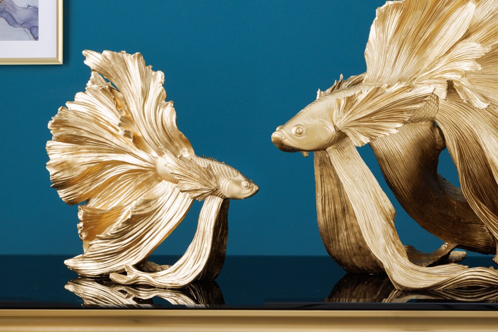 riess-ambiente Skulptur CROWNTAIL - Design Deko Figur Kampffisch 35cm gold Betta Fisch Skulptur