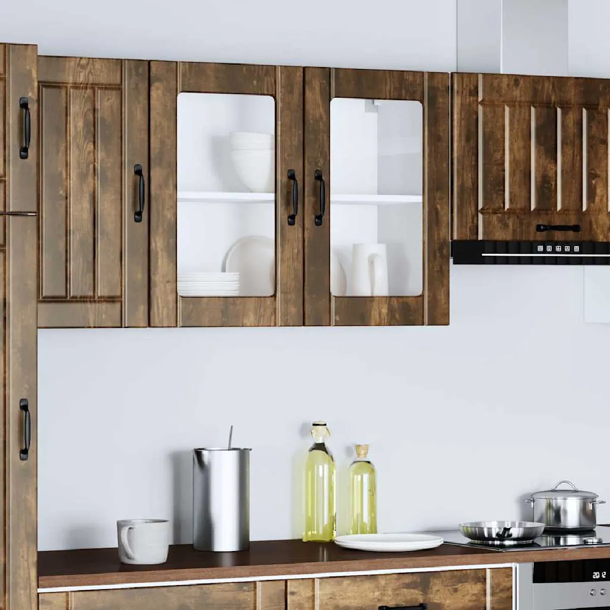 vidaXL Armoire murale cuisine porte en verre Lucca
