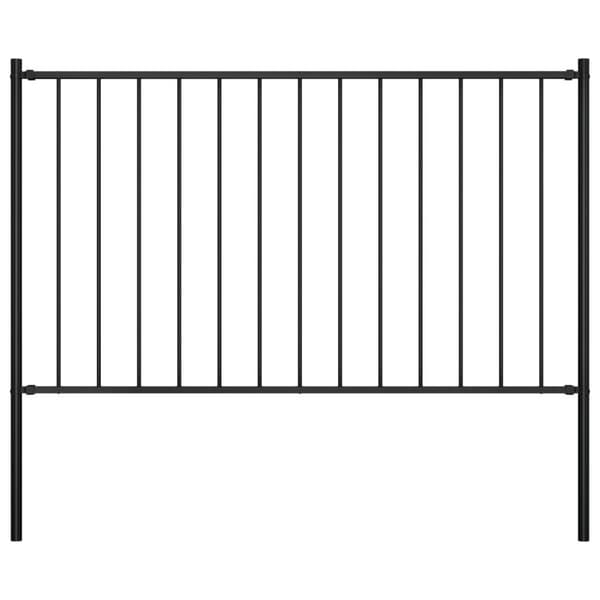 vidaXL Gjerdepanel med stolper pulverlakkert stål 1,7x1,25 m svart