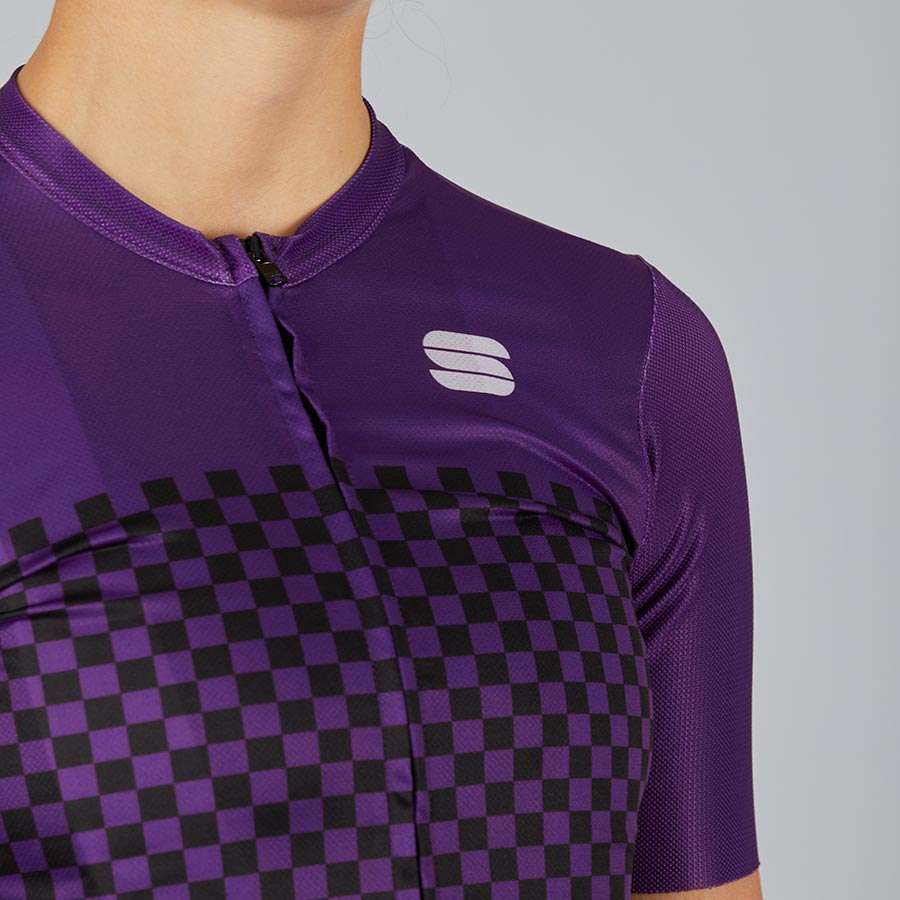 Sportful Checkmate Fietsshirt Korte Mouwen Paars Dames
