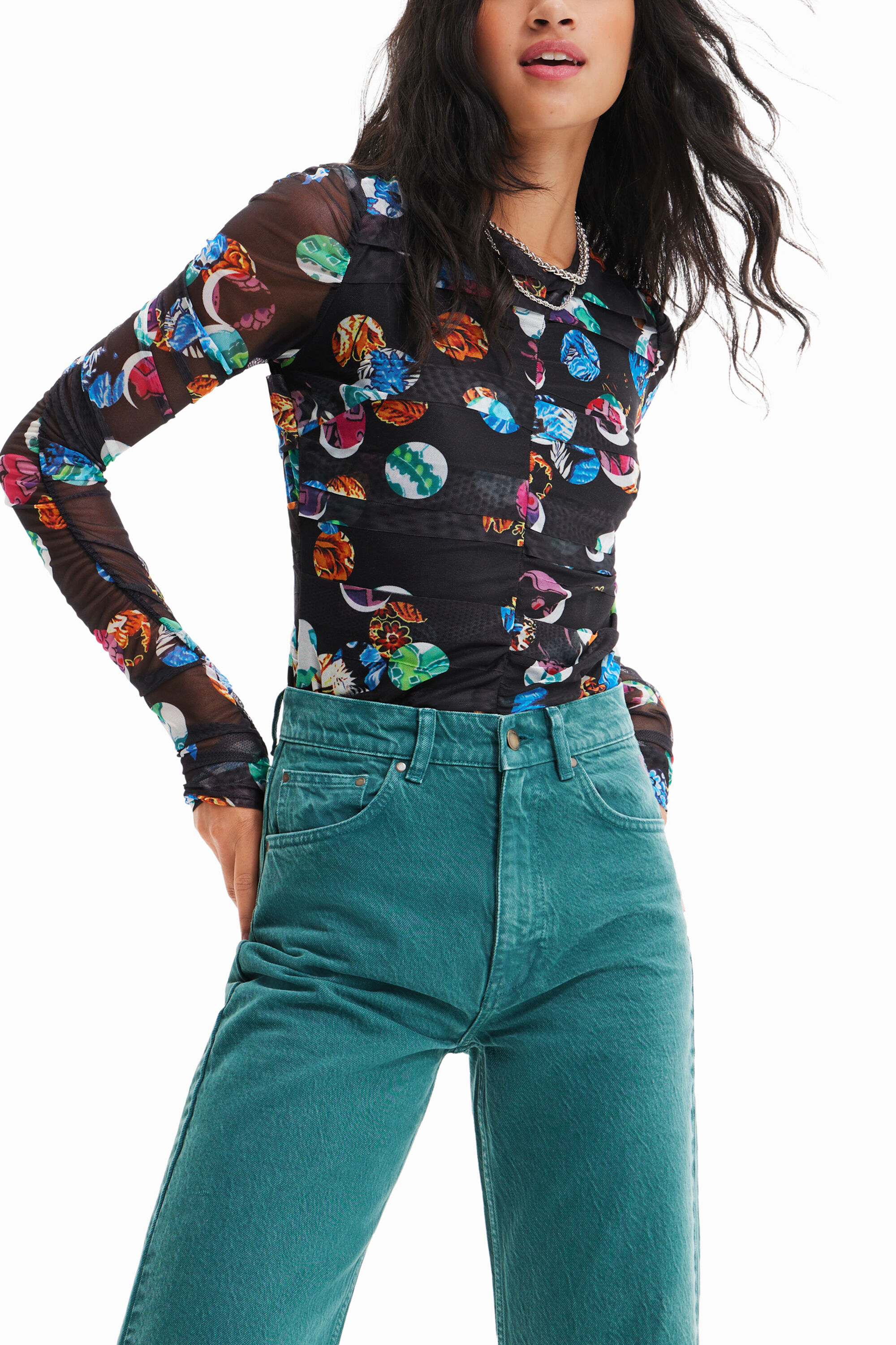 Body com estampa de bolinhas estilo fantasia