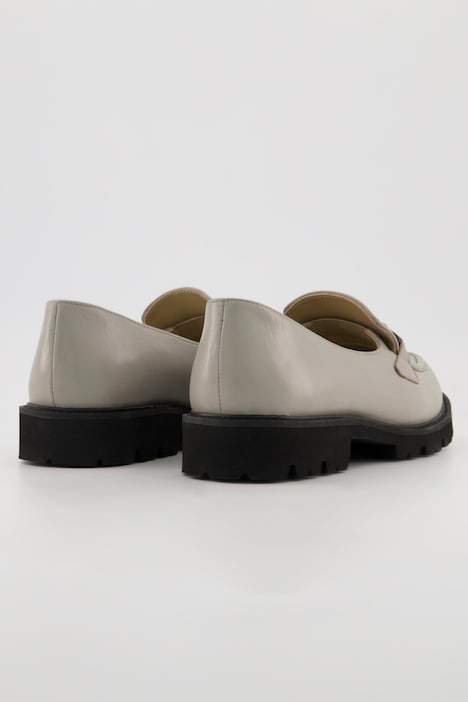 Leder-Loafer, Chunky-Kette, Weite H