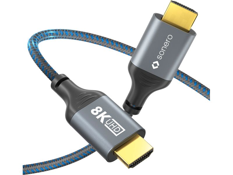 sonero Kabel 8K HDMI - HDMI, 2 m HDMI auf HDMI Kabel - 8K60 - grau/blau - 2.00m