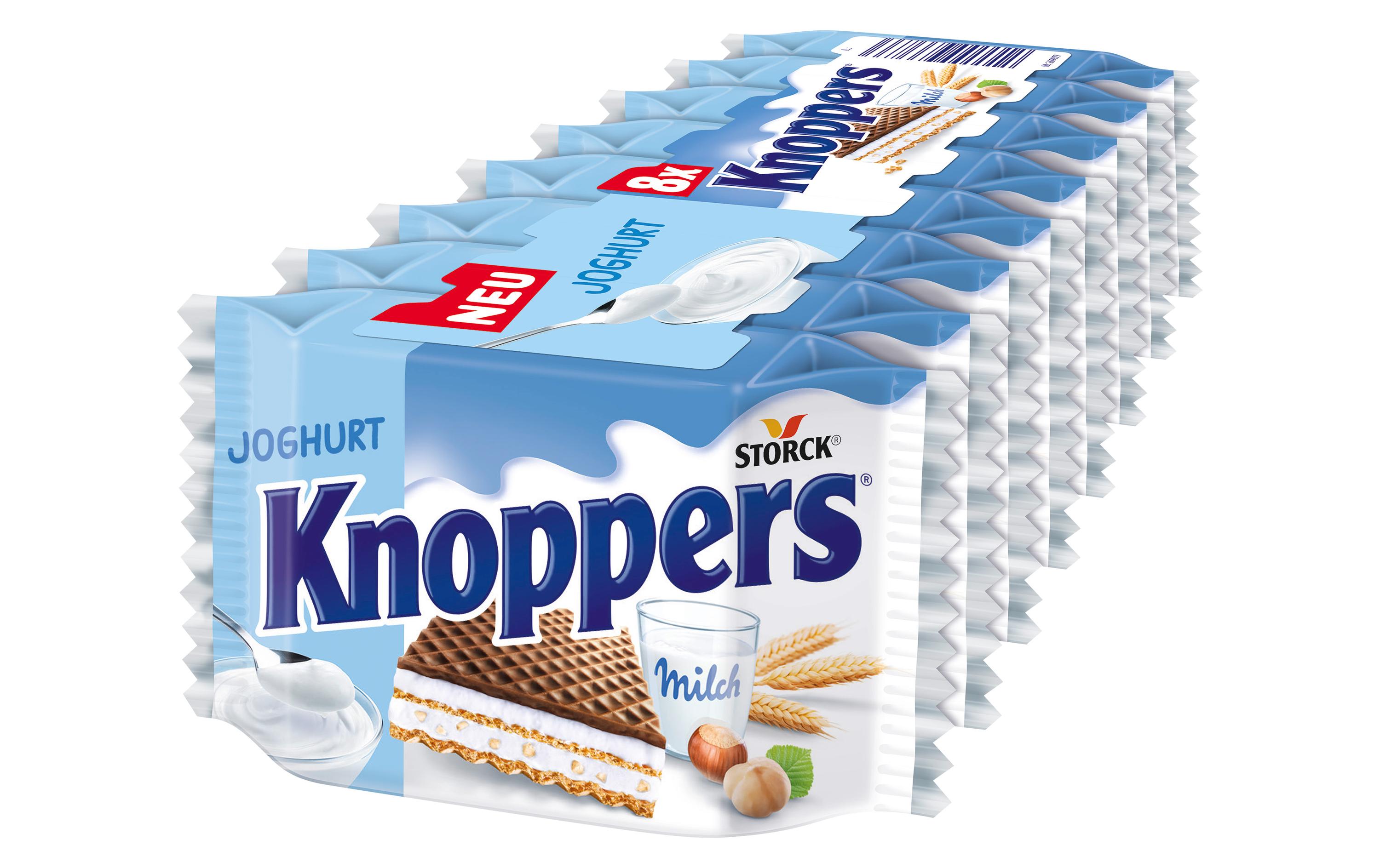 Knoppers Waffeln Joghurt 8 x 25 gKnusprige Waffelschnitte mit Milch-Joghurt-Füllung