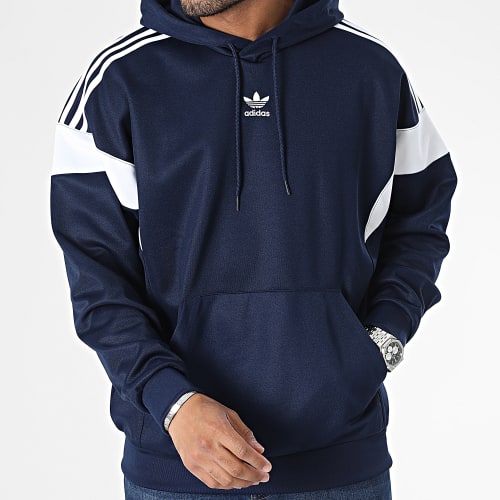 Sweat Capuche A Bandes Cutline IM4519 Bleu Marine