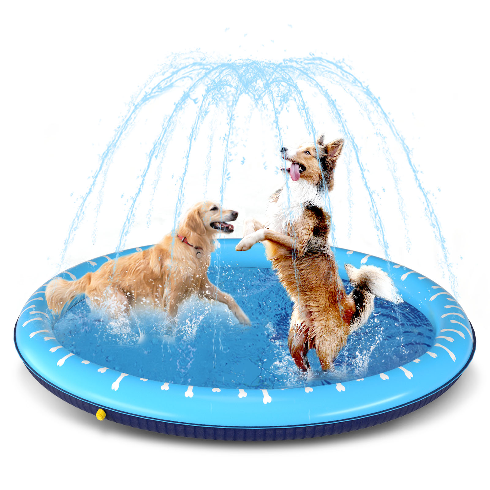 Piscina grande para cães Nobleza, piscina dobrável para cães de 100 cm/39 pol., tapete de respingos para cães, espessa de 0,55 mm, tapete antiderrapante para brincar na água, brinquedo de verão para jardim ao ar livre (1)