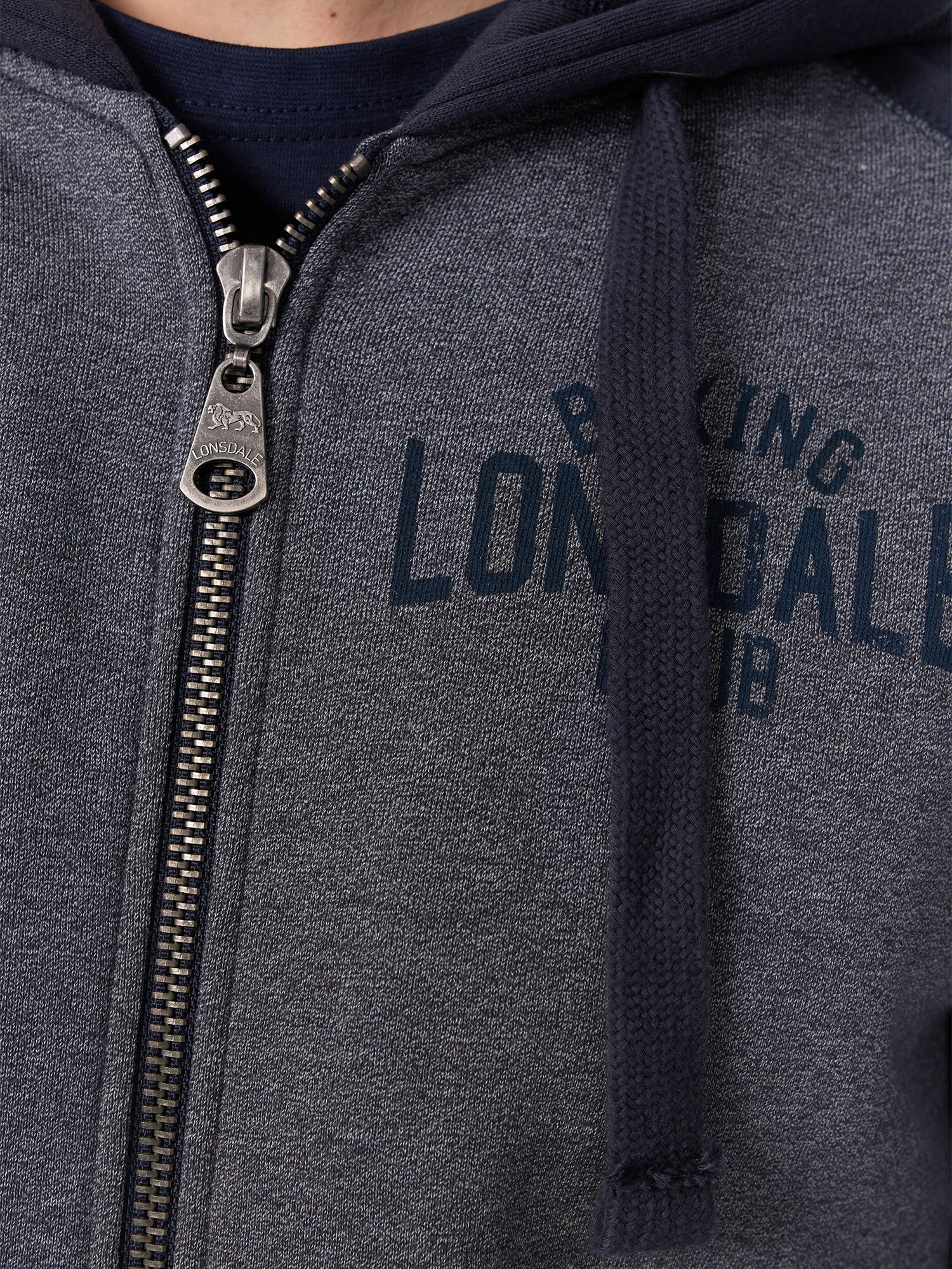 Lonsdale Herren Kapuzensweatjacke mit Reißverschluss schmale Passform SLOUGH