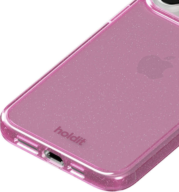HoldIt Glitter Case iPhone 15 Pro Lyserød