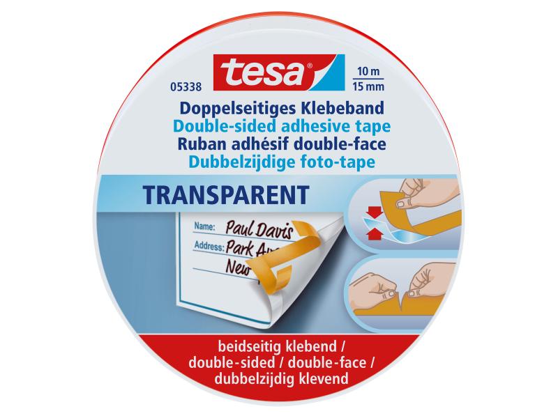 tesa Doppelseitiges Klebeband Fotostrip 15 mm x 10 m Das klassische doppelseitige Klebeband, Transparent