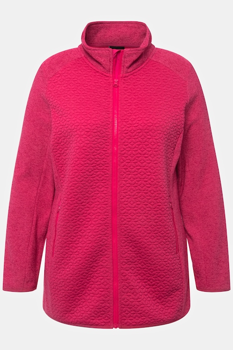 Strickfleece-Jacke, Stickerei, Stehkragen, Zipptaschen