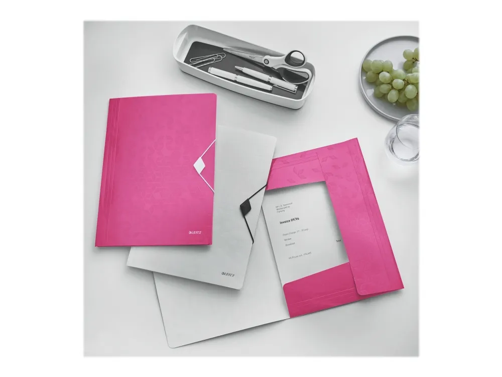 Leitz WOW - 3-folds mappe - rygbredde: 15 mm - for A4 (210 x 297 mm) - kapacitet: 150 ark - metallisk pink