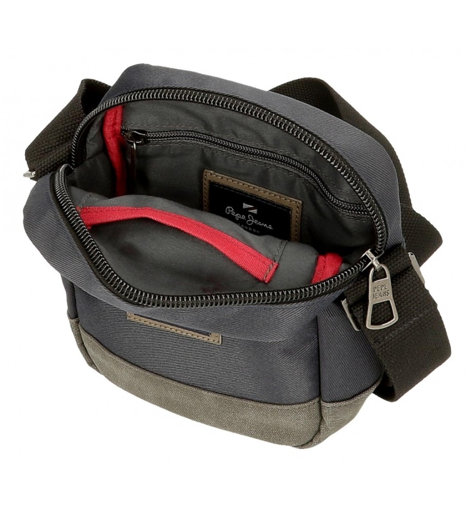 Bolsa de ombro pequena Harry da Pepe Jeans com bolso frontal, cinza - 15x19,5x6cm -