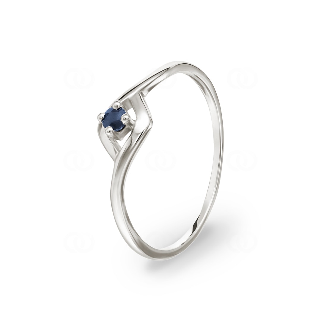 Damenring 750/18 K Weissgold mit Saphir 0.09ct.