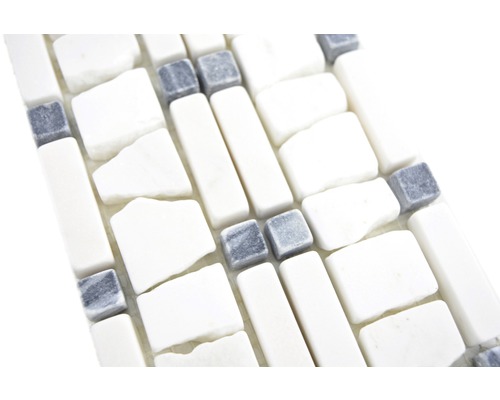 Natuursteen mozaïek BO LA WB01 5x30 cm wit/zwart