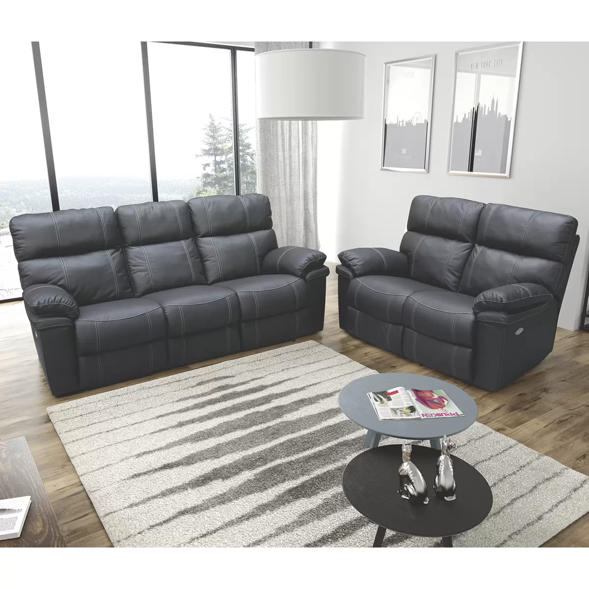3er Sofa Malta Schwarz