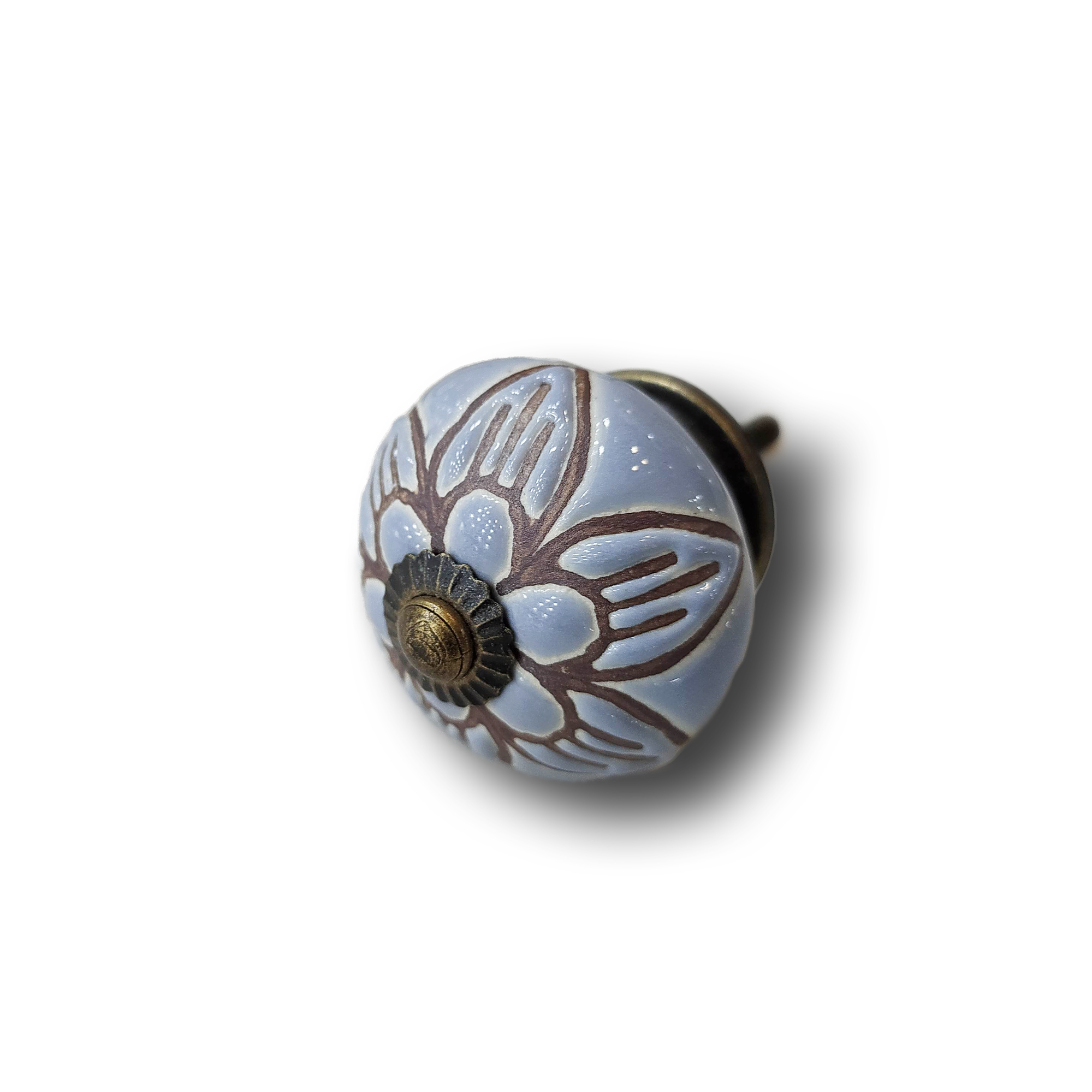 Keramik-Knauf 'Blume', blau, Ø 4 cm günstig bestellen