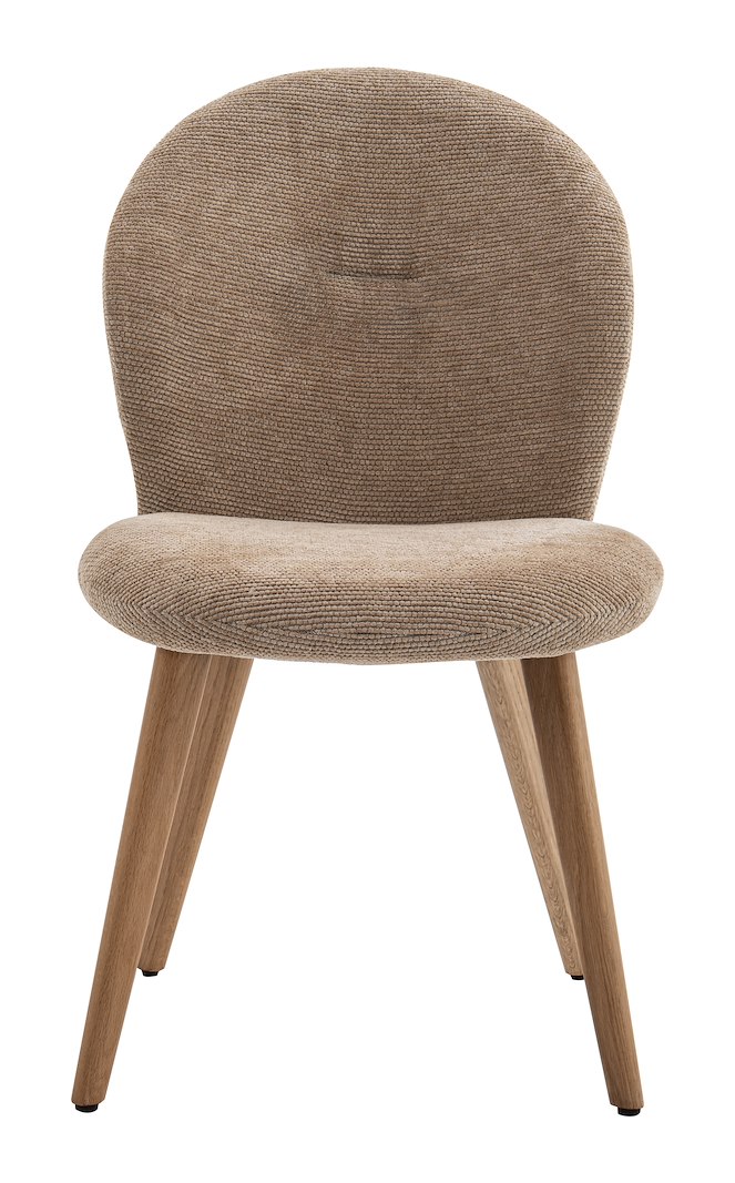 Joni spisestol Tekstil CKS lys gul med understell i lys eik.