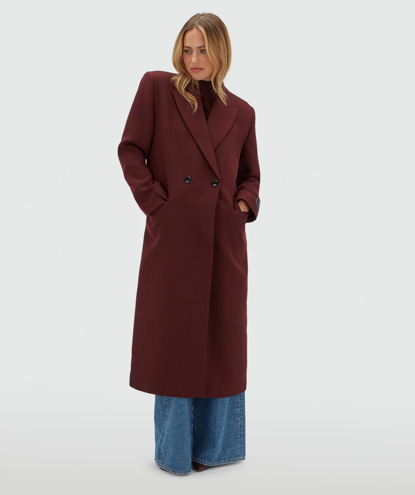 JV-ATHENA oversized mantel met wol - burgundy