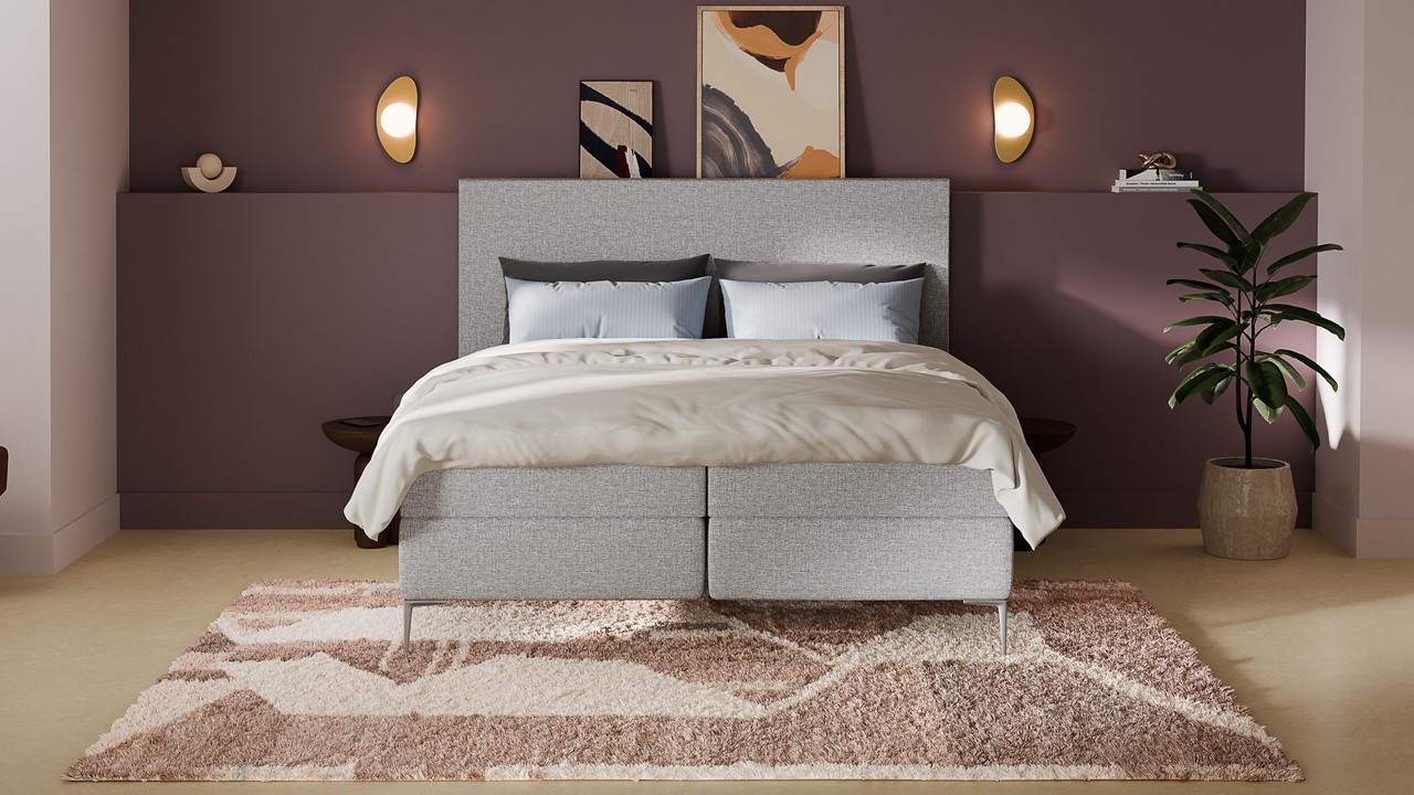 Boxspring Emerald - Linen touch light grey