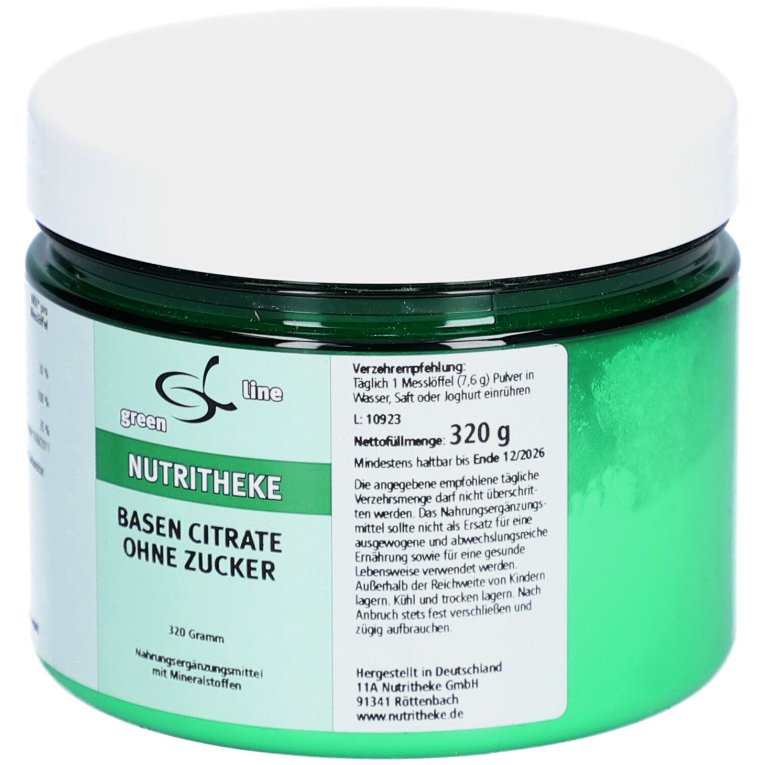 green line NUTRITHEKE Basencitrate Ohne Zucker