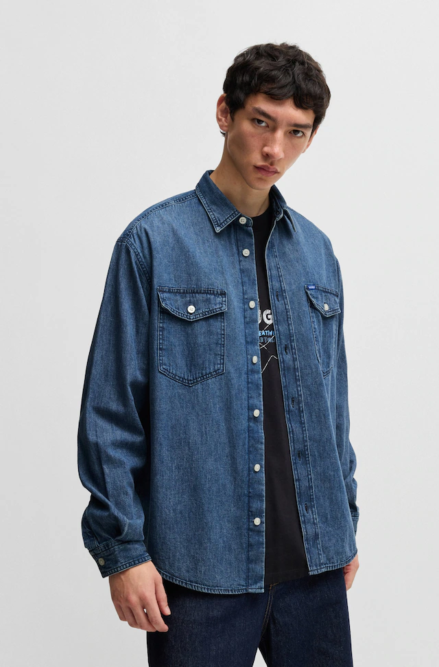 HUGO Blue Jeanshemd »Ebino«, in cooler Waschung