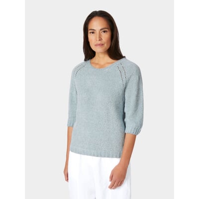 Damen-Strickshirt Halbarm, Hellblau