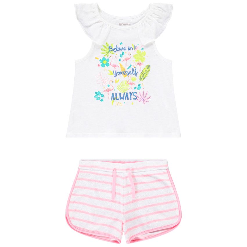 Ensemble de plage débardeur + short pour fille - Blanc