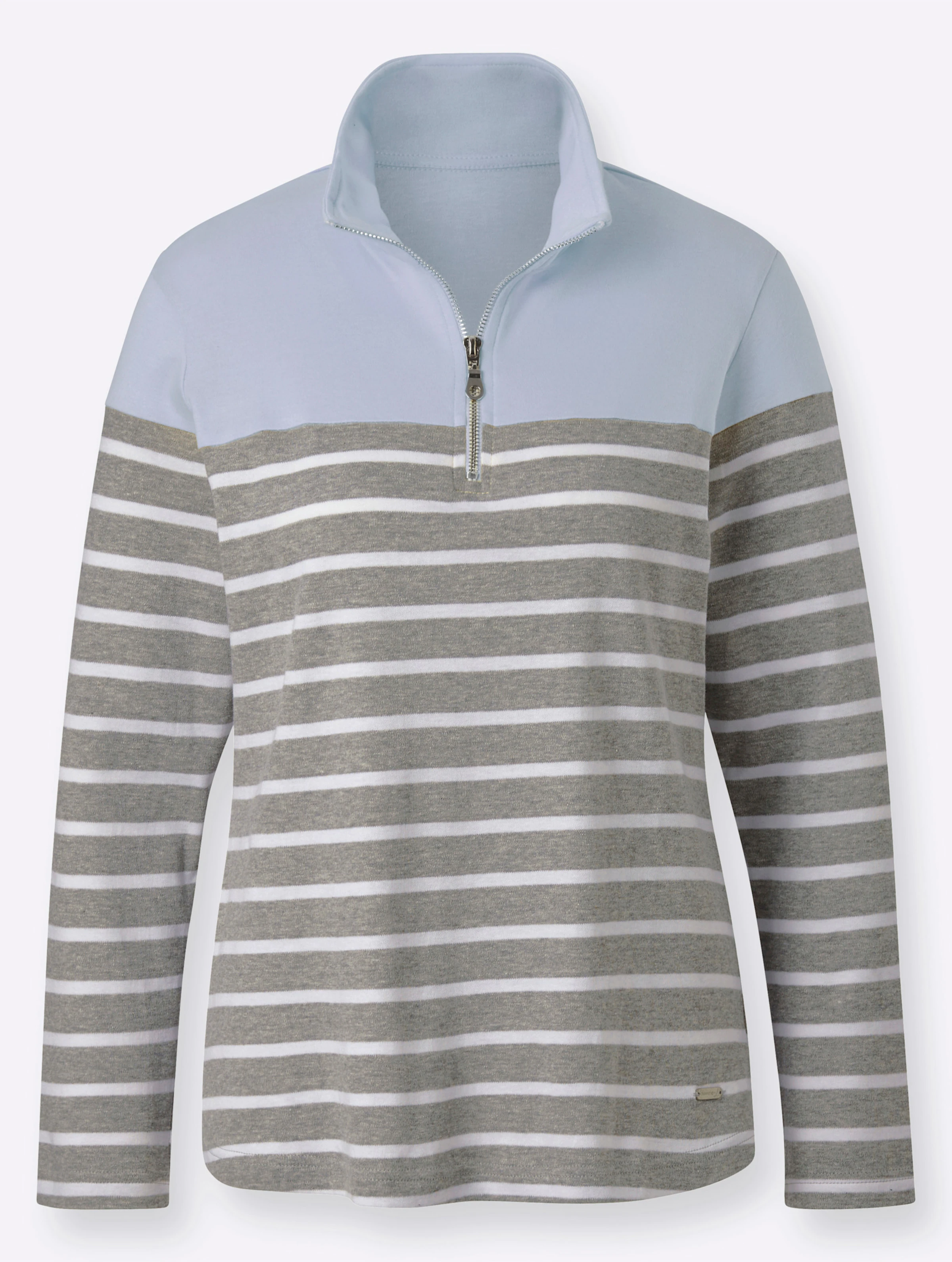 Sweatshirt in eisblau-grau-gestreift
