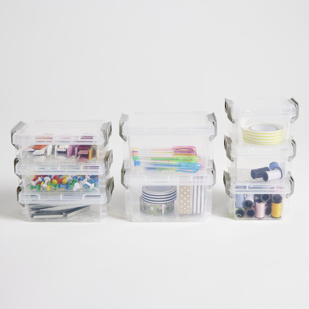 Lot de 8 boîtes de rangement 3 tailles plastique transparent - 2 modèles