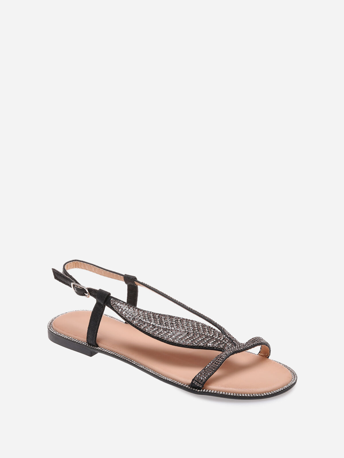 Sandales à feuille en strass- Noir