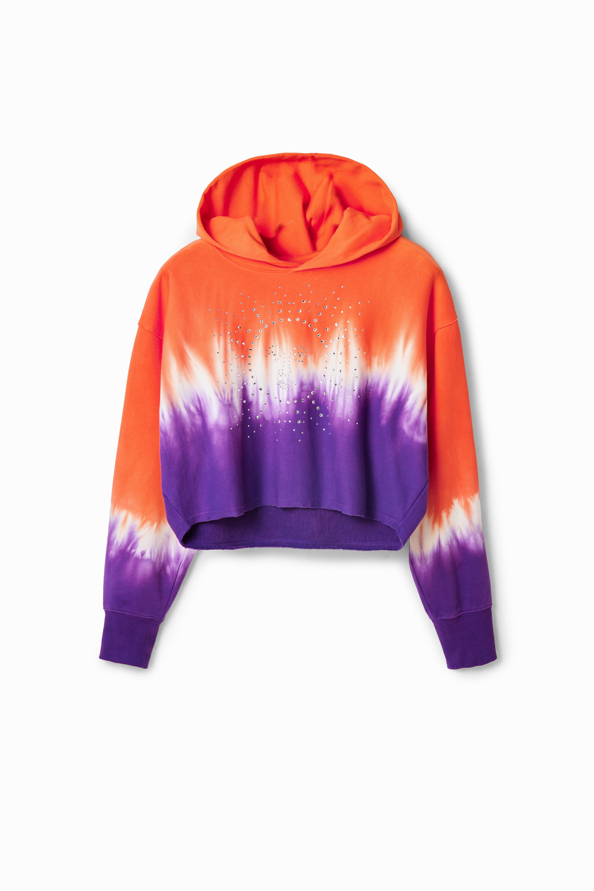 moletom cropped tie-dye com strass