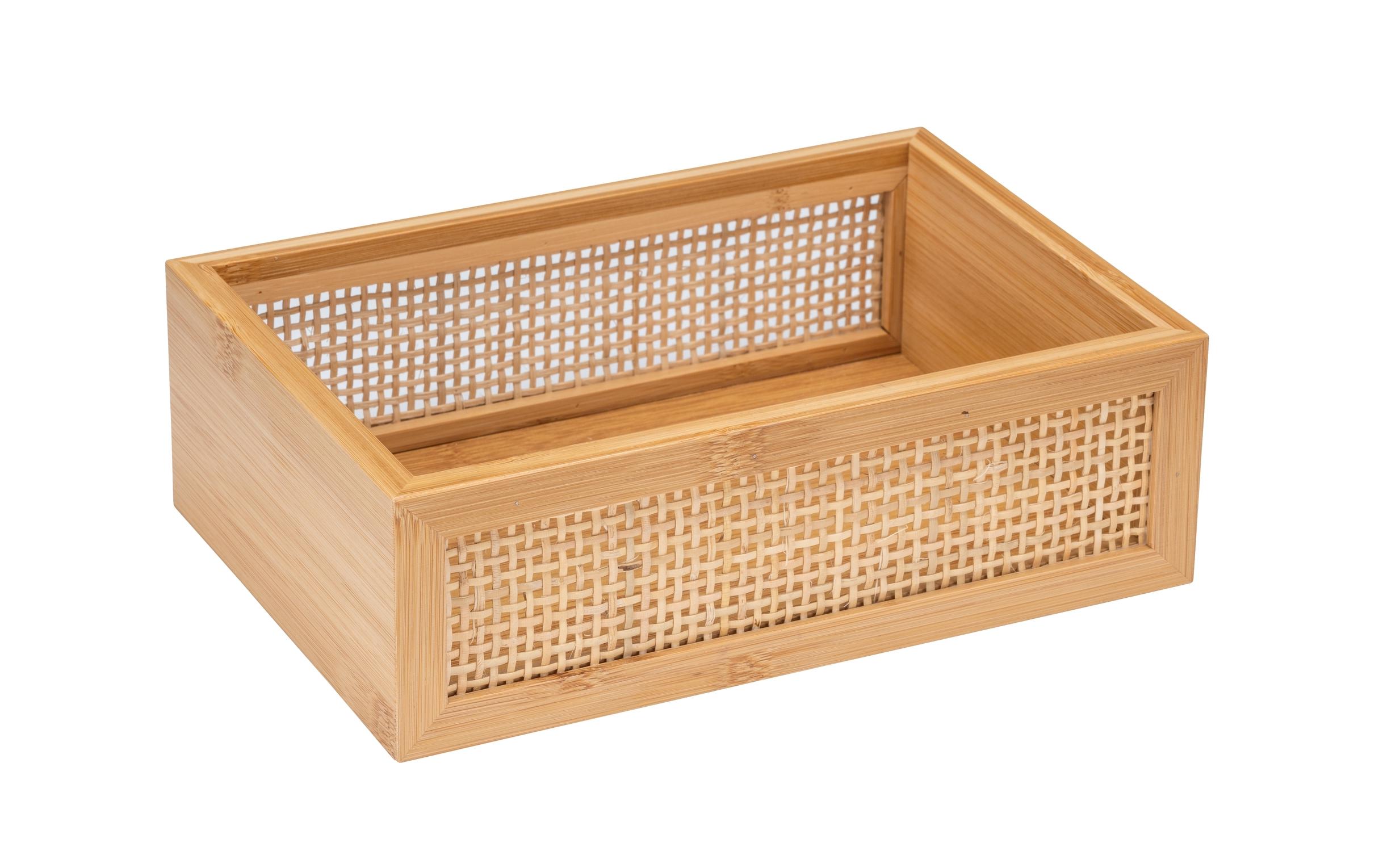 Aufbewahrungsbox Allegre L, HellbraunBadablage aus Bambus und Rattan