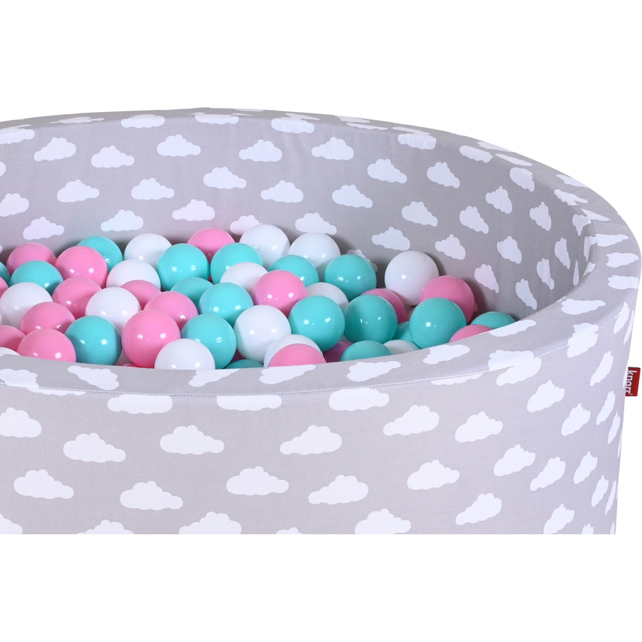knorr toys® Bällebad soft - Grey white clouds -300 balls rosecremelightblue grau