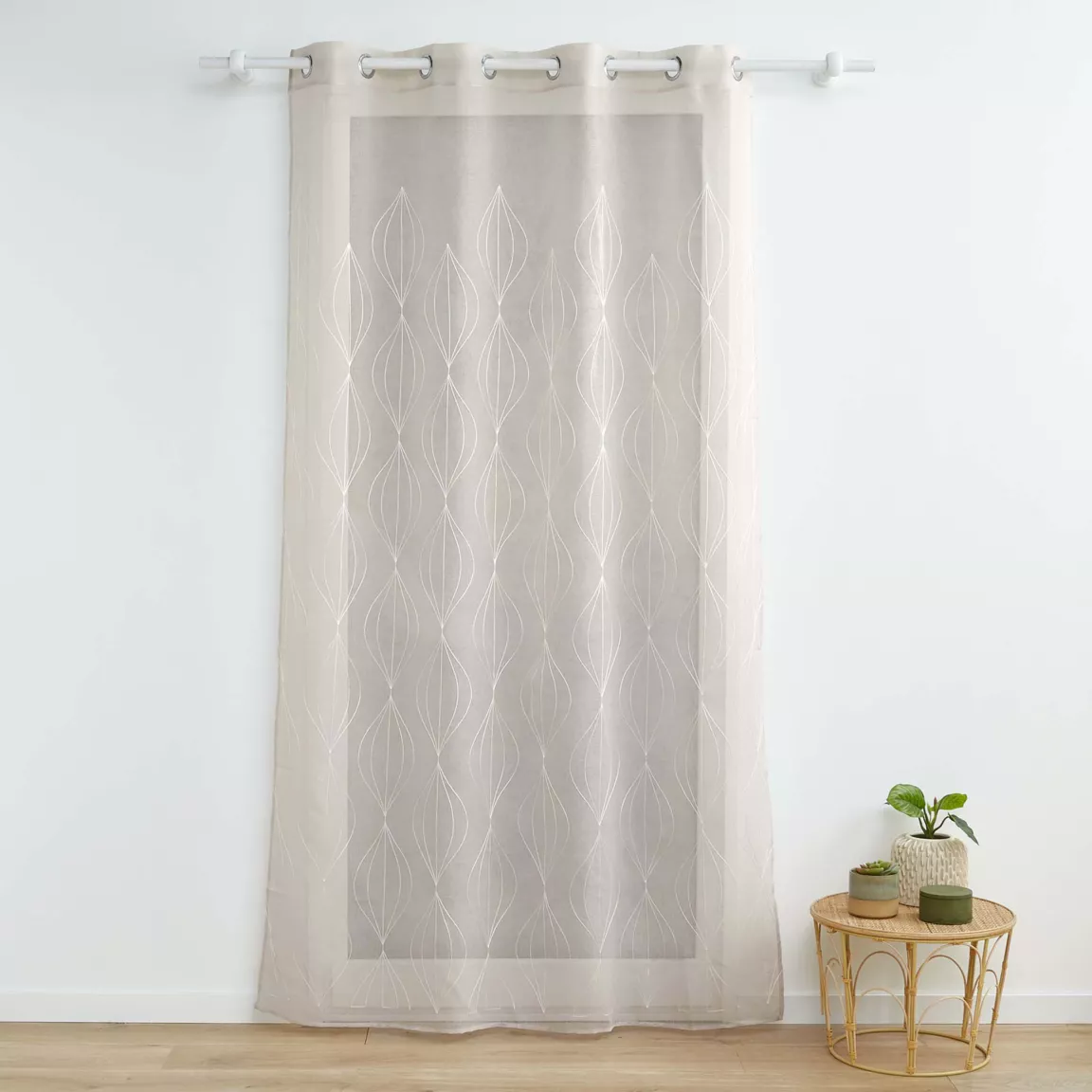 Voilage brodé (140 x 280 cm) Galactée Taupe