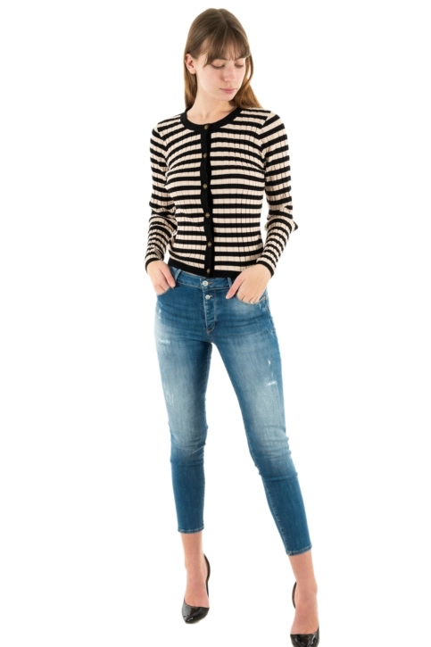 gilets cardigans freeman t. porter carly stripes cv72 f1119 irish cream