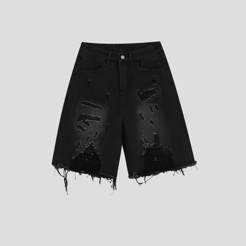 Banash - Versleten denim shorts met wijde pijpen