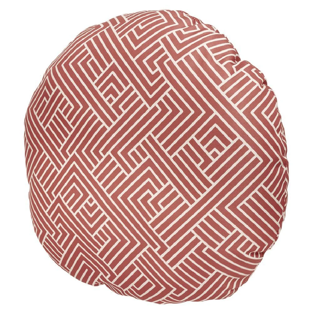 Coussin rond imprimé graphique Manarola rose saumon