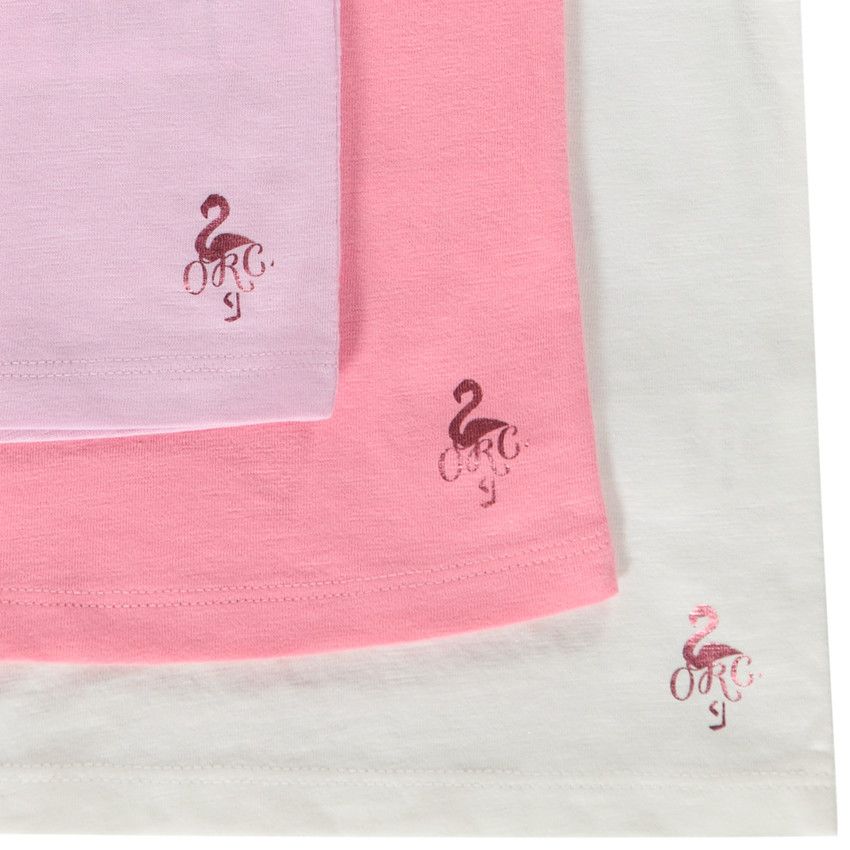 Lot de 3 t-shirts manches courtes en coton unis pour fille - Ecru
