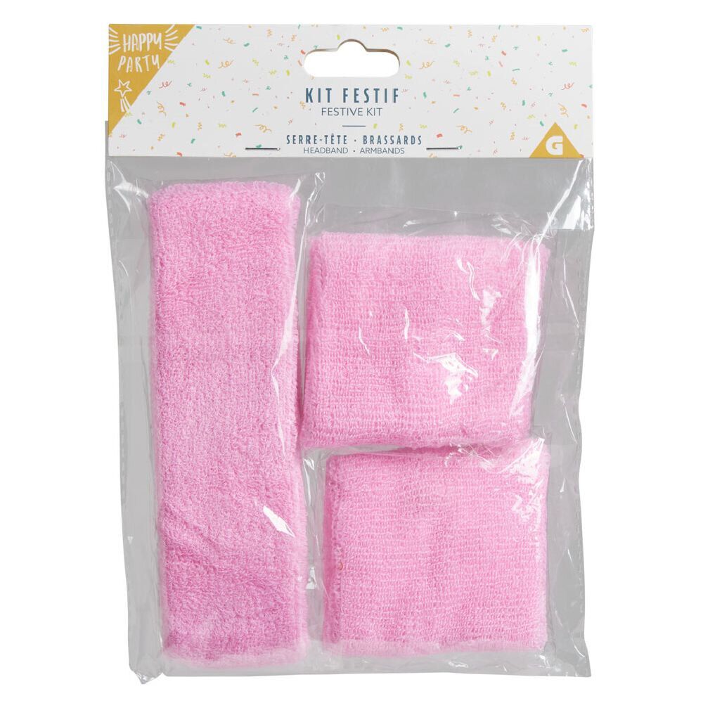Kit festif 2 bandeaux de poignet et 1 de tête - 4 coloris