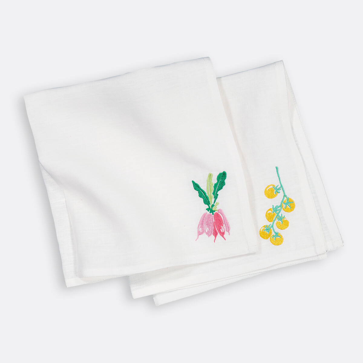 LA REDOUTE INTERIEURS<br>Conjunto de 2 guardanapos de linho bordados, Faustine
